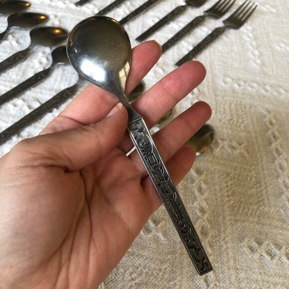 Vintage MCM United Silver Co Stainless Flatware Monterey Silver Japan 29 Pieces - Picture 11 of 16